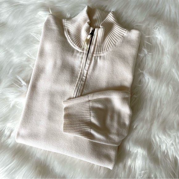 Foxcroft Women’s 100% Supima Cotton Quarter Zip Sweater Cream Size L - Picture 12 of 12